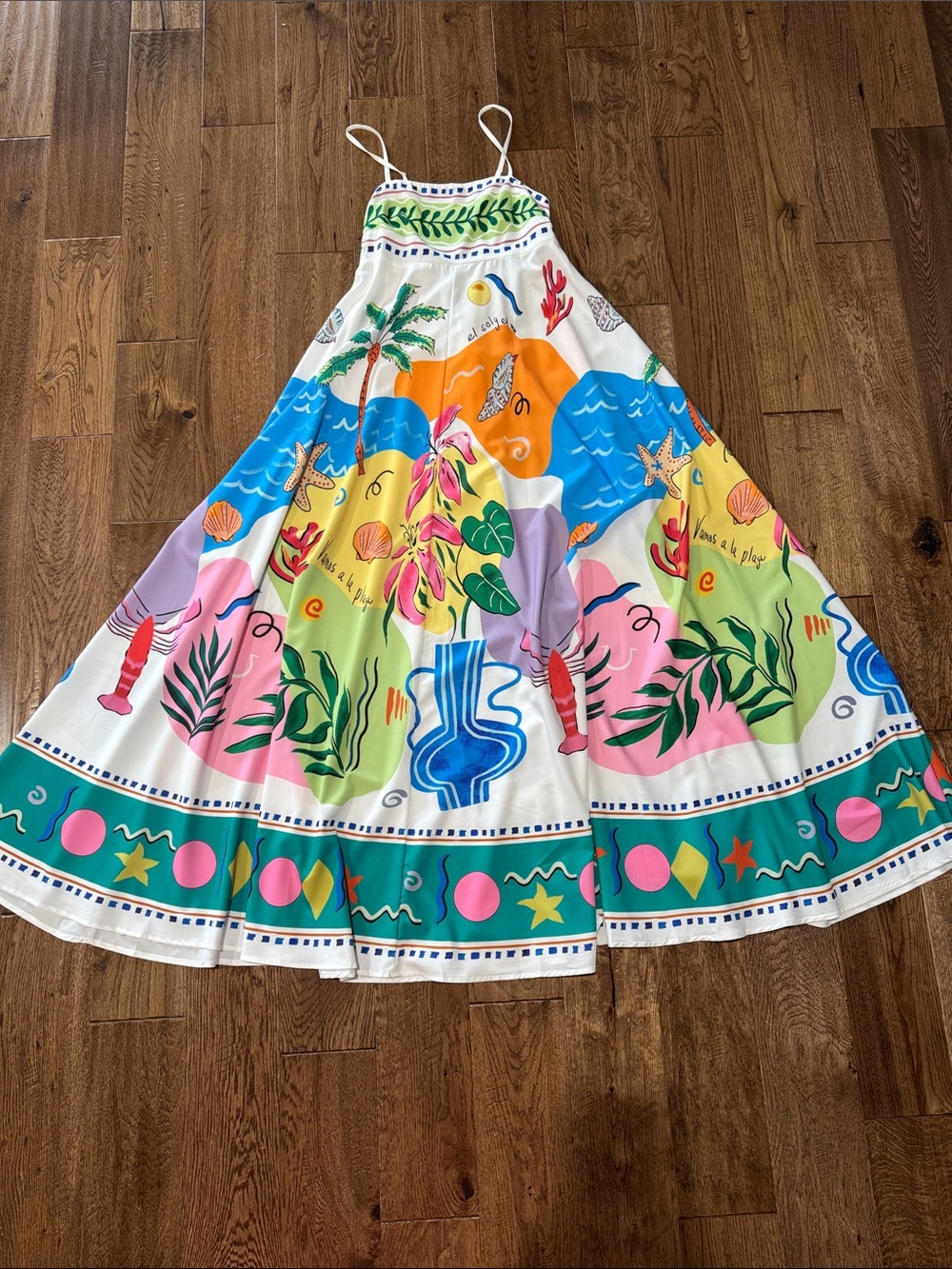NWOT Colorful Tropical Print Maxi Skirt - White Multicolor Sz M